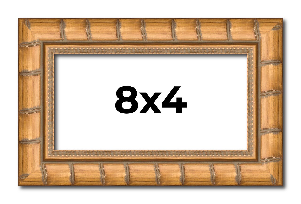 8x4 Modern Bamboo Picture Frame with UV-Resistant Acrylic & Acid Free Backing, Available in 5 Finishes - Gold, Silver, Brown, Black, and Natural